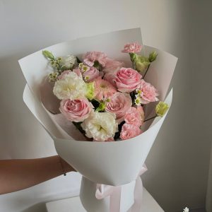 Bó Hoa Hồng Tone Hồng Trắng