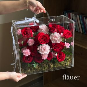 Hộp Mica Hoa Hồng Tone Đỏ Hồng